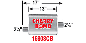 Silenciador central Cherry Bomb Turbo 2,25" Offset/2,25" escape rendimiento - 16808 - Imagen 2 de 2
