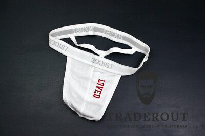 H.E.Arts Design LOVED logo Custom Print men white Y-Back Thong underwear