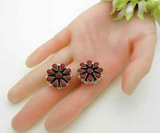 Designer Solid 925 Sterling Silver Enamel Round Stud Earrings 14.1 grams