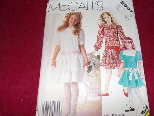 ? McCALL'S #2337 - GIRLS DROP WAIST MISS. COTTAGECORE DRESS PATTERN 7-10 FF