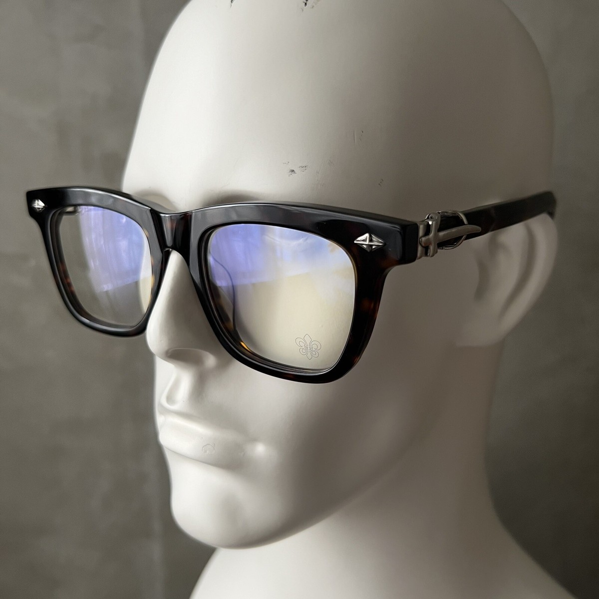 CHROMEHEARTS/ TORTOISE BROWN SILVER FRAME CLASSIC STYLE EYEGLASSES