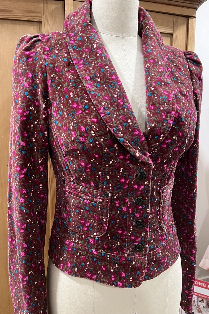 Dolce & Gabbana D&G Women Floral Velvet Puff Sleeve Jacket Dolce & Gabbana D&G Women Floral Velvet Puff Sleeve Jacket