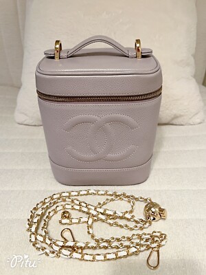 Rare Chanel Vintage Vanity Case Lilac Caviar Leather