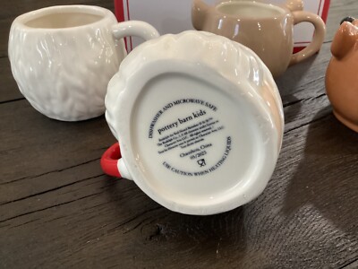 Pottery Barn Kids Christmas Winter Santa Deer Rudolph Shaped Mugs