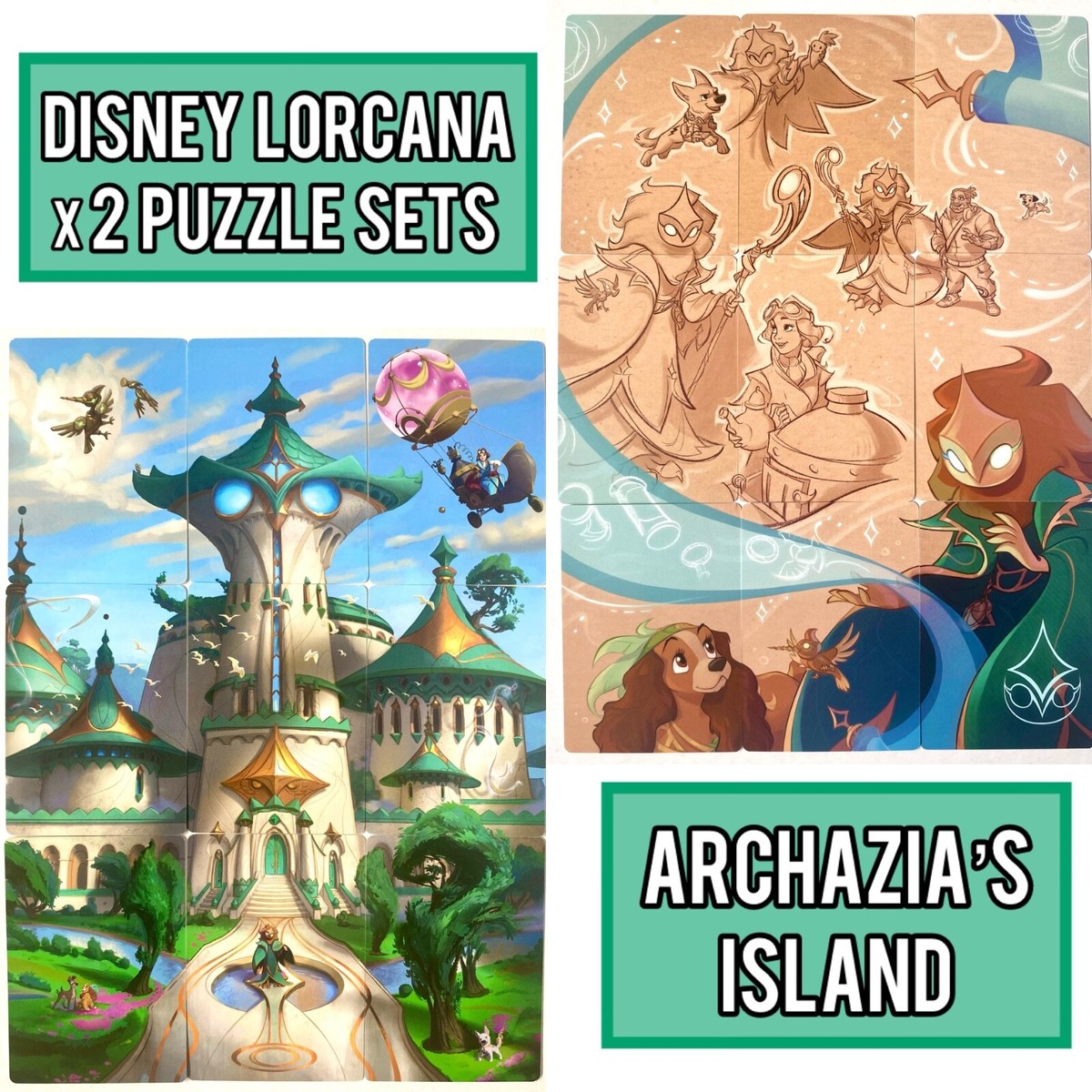 Complete Set of Disney Lorcana Archazia's Island Art Puzzle Cards