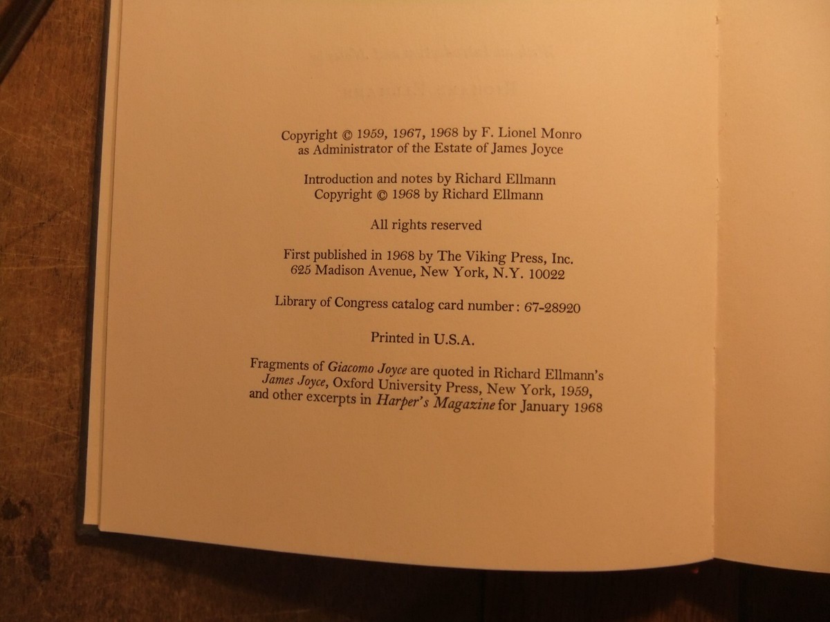 Giacomo Joyce by James Joyce 1968 first edition first printing | eBay