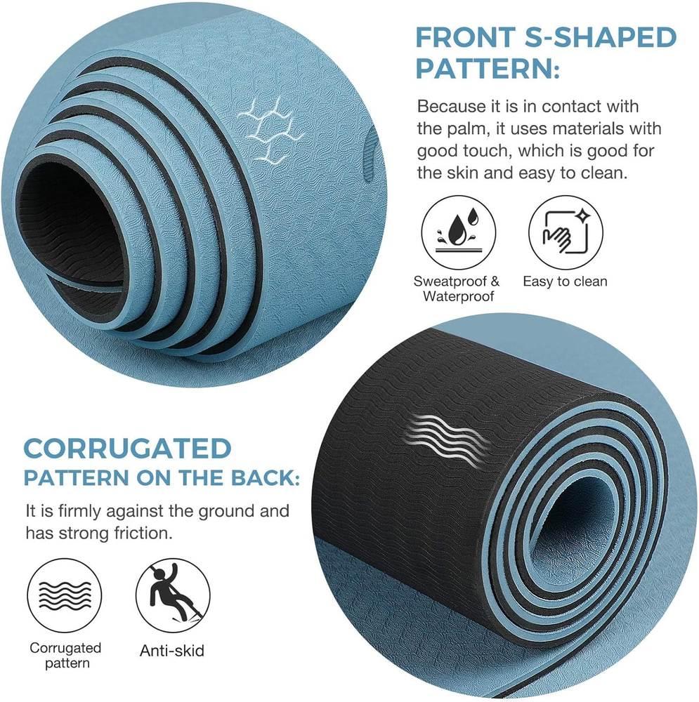 Non-Slip TPE Thick Yoga Mat with Alignment Mark 72x32 Large Size Non-Slip TPE Thick Yoga Mat with Alignment Mark 72x32 Large Size