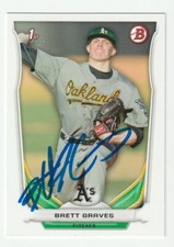 Brett Graves Signed 2014 Bowman Draft Card #DP73 Auto Oakland A’s Athletics COA