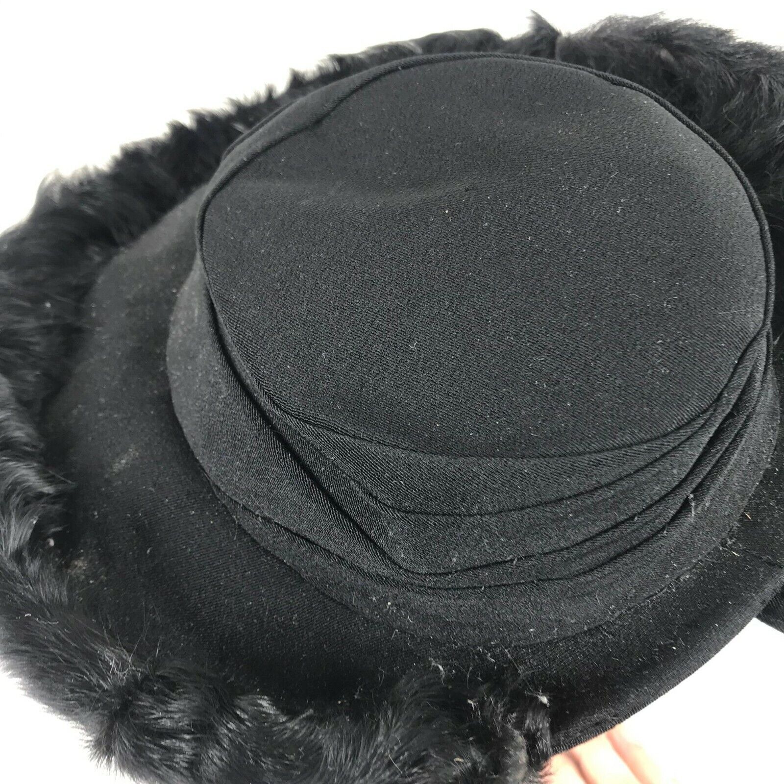 Vintage Black Fur Trim Hat - Antique Milliners Re… - image 6