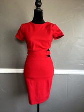 Lulus Women's Size S Red Body Fitting Short Sleeve Heavy Material Stretch