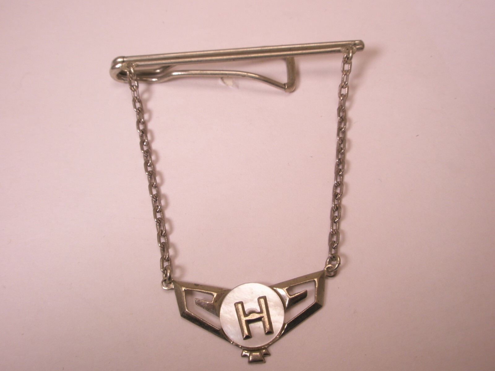 H MOP Monogram Initial Cable Link Chain Vintage A… - image 1