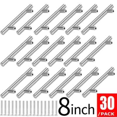 30Pack Brushed Nickel Kitchen Cabinet Pulls Stainless Steel Drawer T Bar Handles