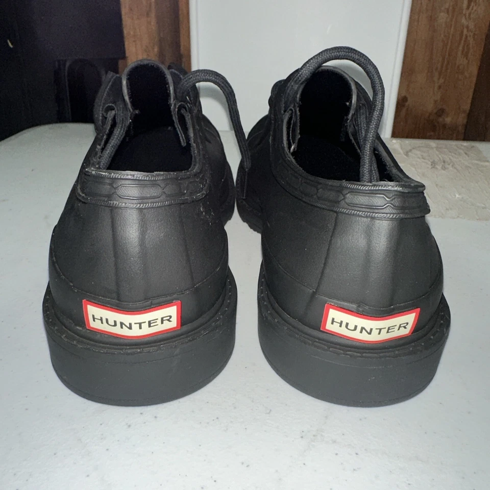 Hunter Original Zapatos Derby Negros Impermeables Botas de Agua Con Cordones Talla 8 Foto 2 de 4