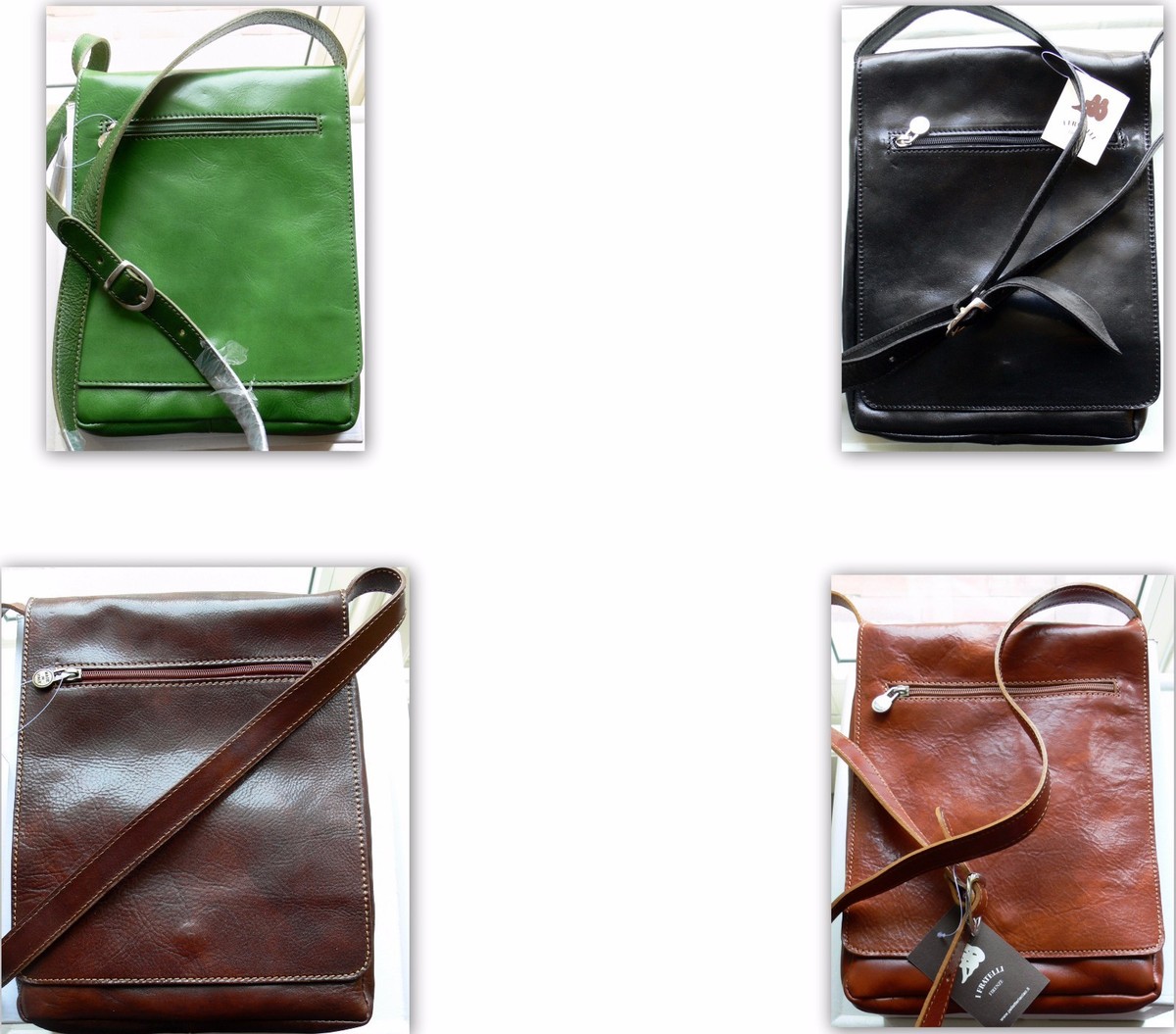 TRACOLLA PELLE UOMO BORSA POSTINO VARI COLORI UNISEX SHOULDER BAG MADE ITALY