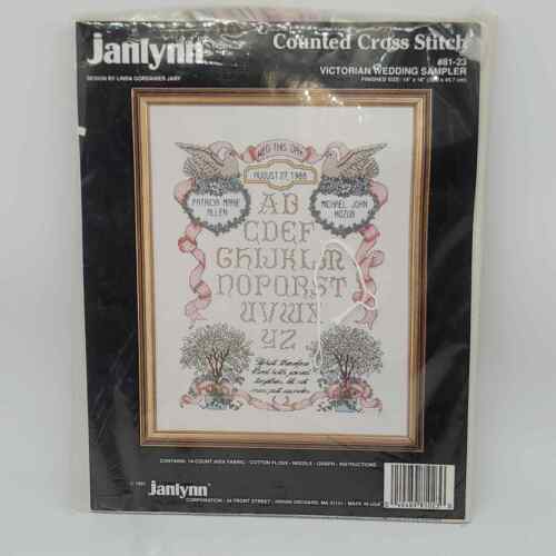 Vintage Cross Stitch Kit #81-23 Victorian Wedding Sampler  - Picture 1 of 1