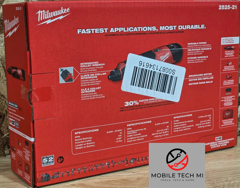 Milwaukee 2525-21 M12 12V Kit de herramientas rotativas inalámbricas sin escobillas Bolsa cargador de batería Foto 2 de 3