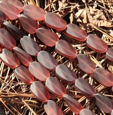 Oval Twisted Leaf Beads, Amethyst w/Frosted Matte Finish, 10 pieces