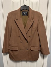 Burberry Vintage Tailored Double Breasted Wool Blazer Brown 42R Gold Button