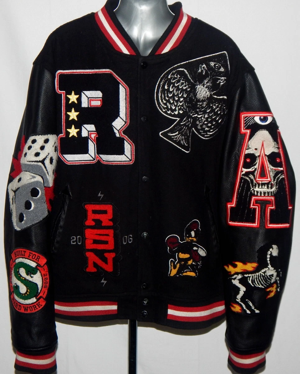 Multi-Patches Mixed Leather Varsity Blouson - Ready to Wear