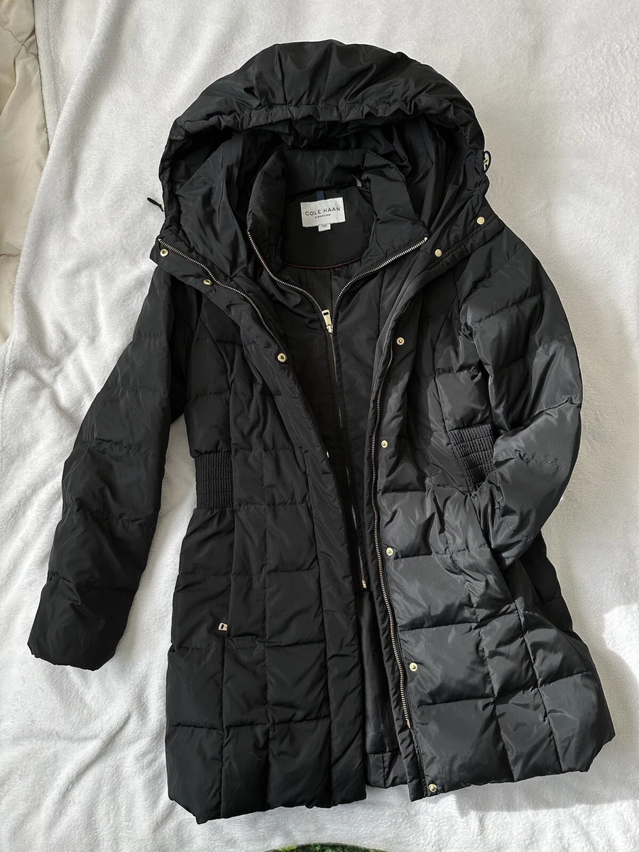 Cole Haan Signature Hooded Down and Feather Jacket Black Size Small
