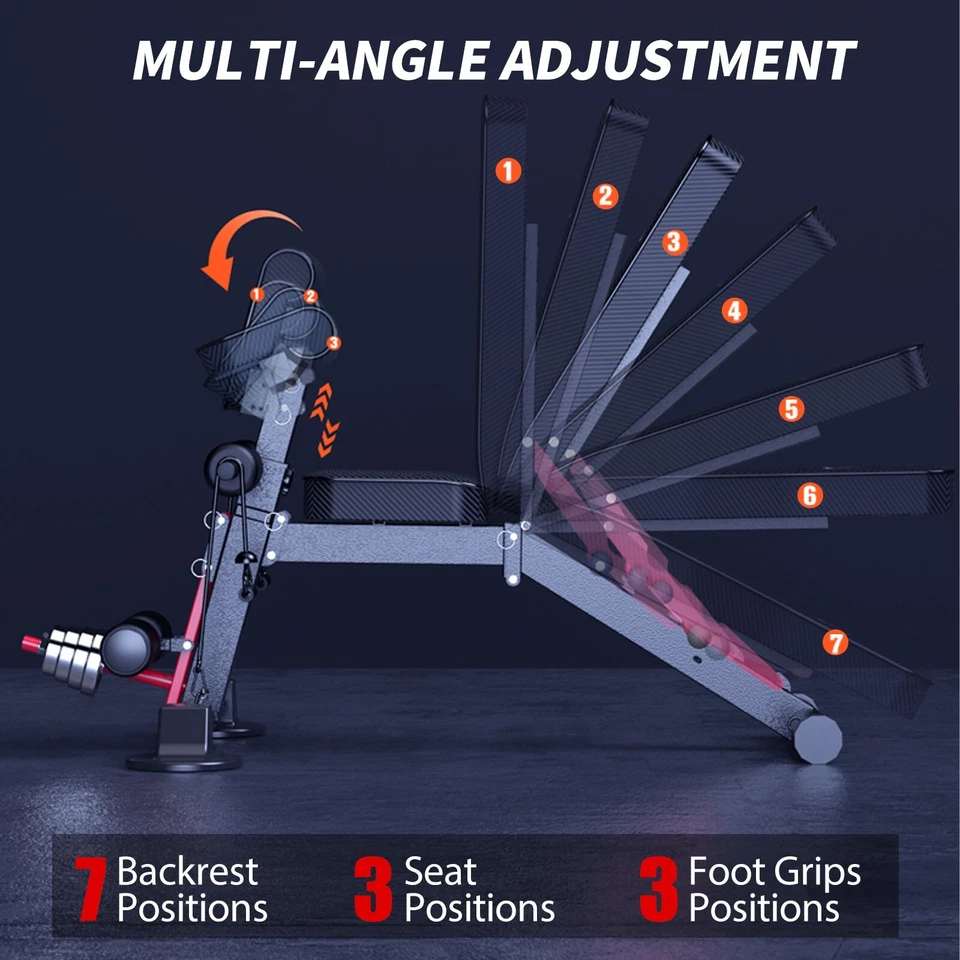 Folding Adjustable Workout Bench, 800LBS Capacity for Home Gym, Compact Storage - Image 3 of 4