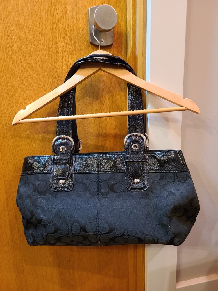 Coach Handbag - AUTHENTIC - Signature Art Medium Black Canvas