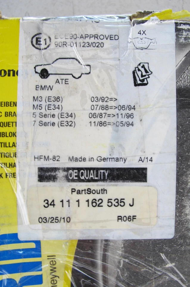 Pastilla de freno de disco delantera Jurid 571355J 34111162535J para BMW 1987-2004 Foto 2 de 2