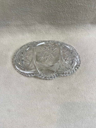 Vintage Crystal Cut Glass Relish/Candy Dish with Sawtooth Edge - Picture 6 of 6