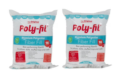 Poly-Fil Polyester Fiberfill Stuffing, 16oz Bag, pack of 2