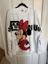 Walt Disney World Minnie Mouse White Crewneck Sweatshirt Red 2 Sided Sz 3X NWT
