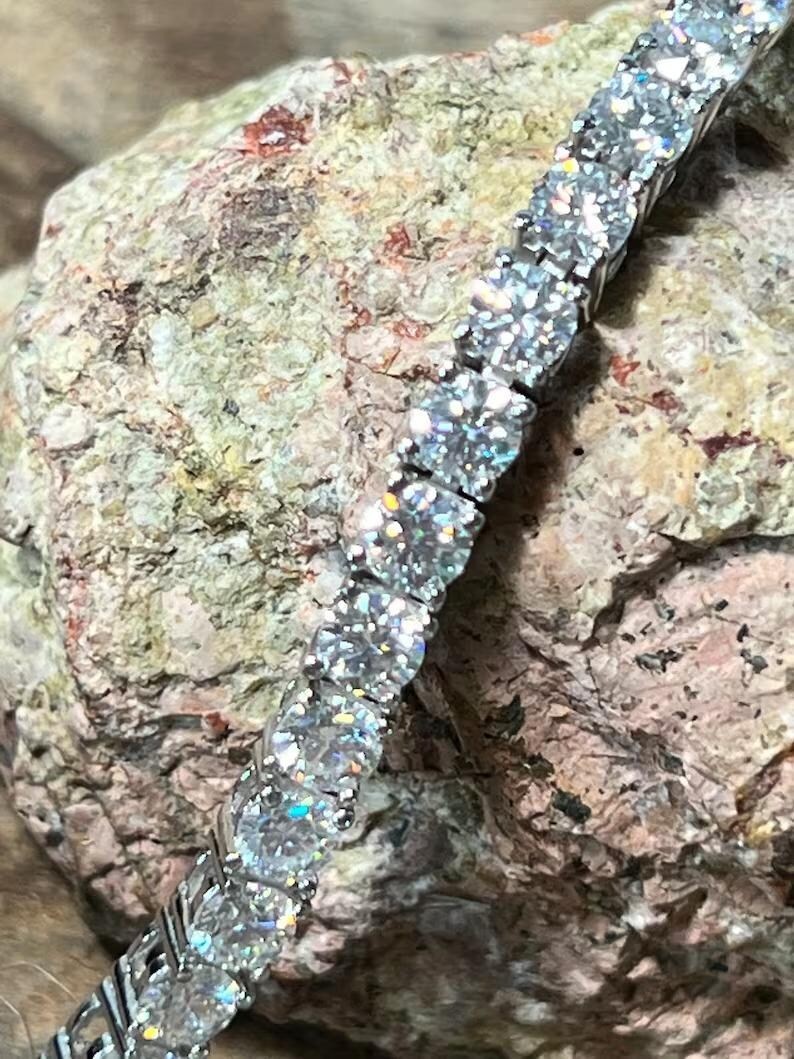 12.50Ct Round Cut Natural Diamond Women's Wedding Tennis Bracelet 14K White Gold