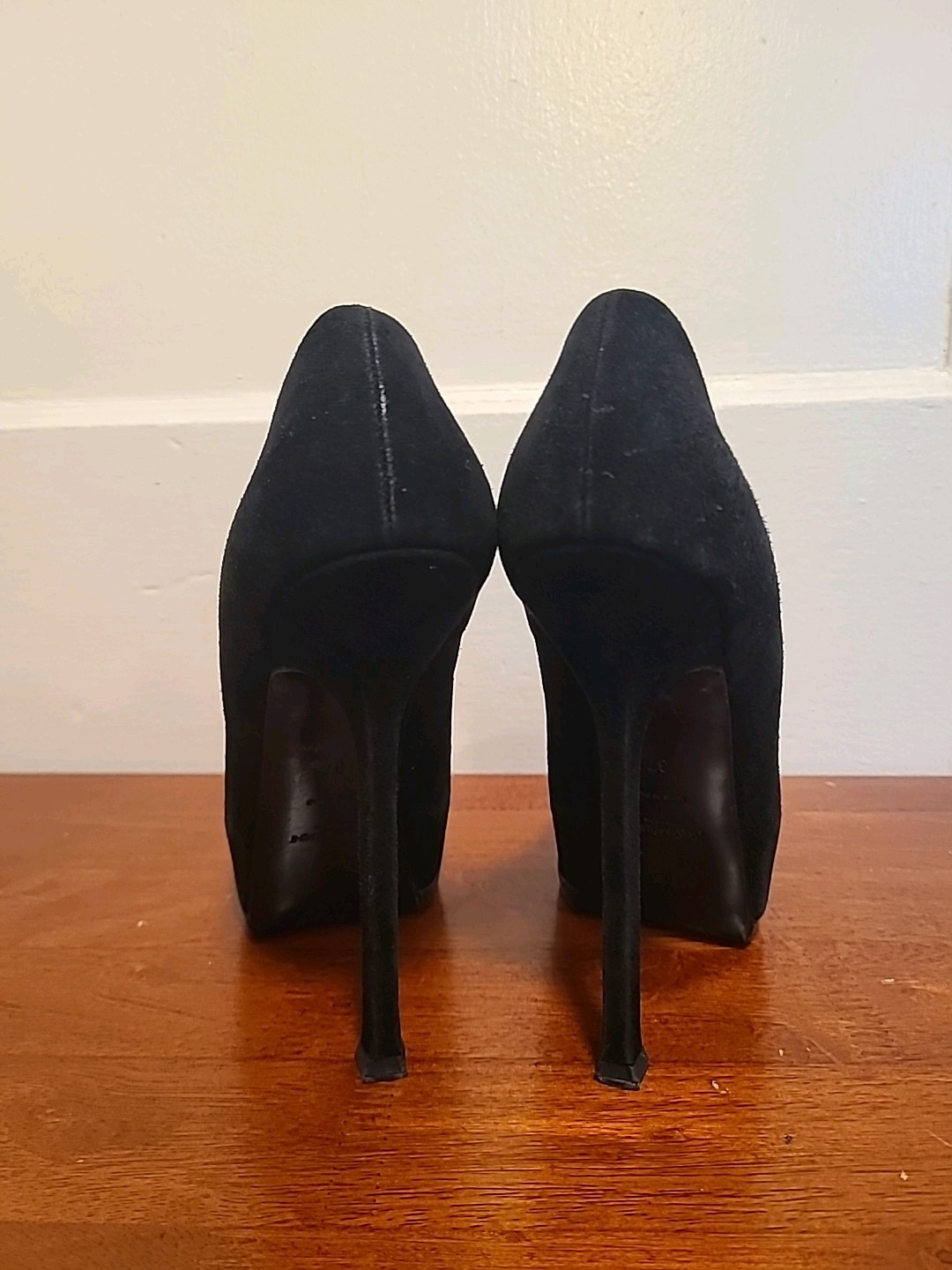 Scarpe Yves Saint Laurent Tribtoo nere tacco alto scamosciate plateau donna 37 6 5
