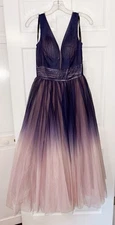 Mac Duggal Dress Women’s 2 Mauve Pink Ombre Tulle Midi Ball Gown 20403