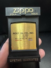 Vintage Original Zippo Mini Gold Metal Measuring Tape Promotional Mobil Root Oil