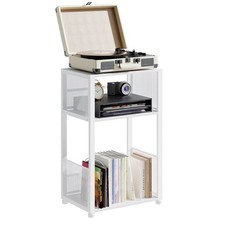 3-Tier Side Table,Record Player Stand for Livingroom w/Storage Up to 100 Albums