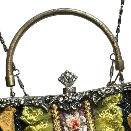 Vintage Malina Tapestry Purse Clutch Victorian Romantic Lace Brocade Chain Strap - Picture 3 of 9
