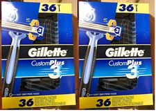 Gillette Custom Plus3 Disposable Razors, 36 ct (Pack of 2)