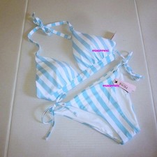 VICTORIA SECRET Swim MEDIUM Push Up Top Bikini Set Side Tie Cheeky 34C 34D 36B-A