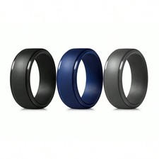 3 Pack 8mm Silicone Wedding Rings For Men Size 9 Hypoallergenic Sport Band