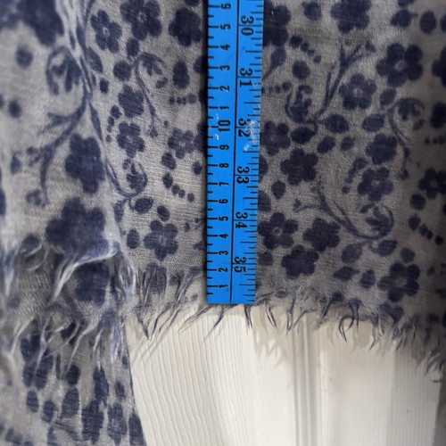 DESTIN ITALY SILK CASHMERE Big SQUARE SCARF SHAWL 70” Gray Floral Blue - Picture 2 of 5