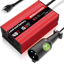 Magula 48 Volt 15 Amp Golf Cart Battery Charger for EZGO RXV TXT 3-pin Triangle