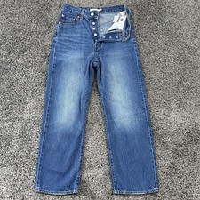 Levi's Premium Jeans Womens 26x27 Blue High Rise Ribcage Straight Leg Button Fly