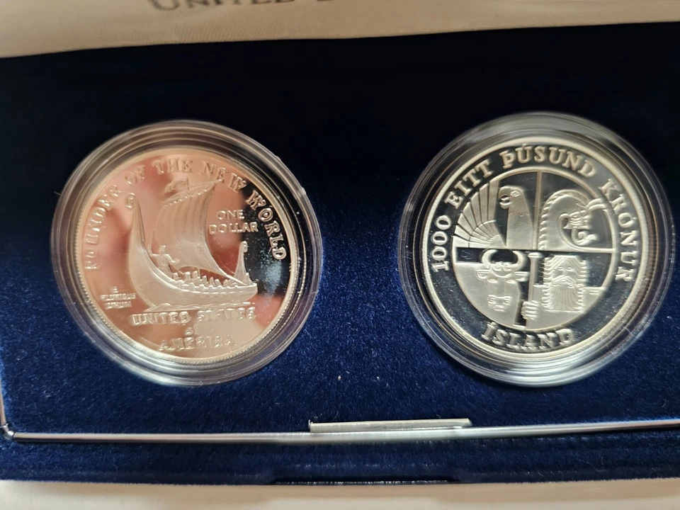 2000 US Mint Leif Ericson Millenium Silver  2- Coin Set W/OGP and COA - Image 4 of 4