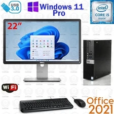 Windows 11 Dell i5 3.2 ghz 16GB RAM 1TB 22" LCD WiFi Desktop Computer PC Office