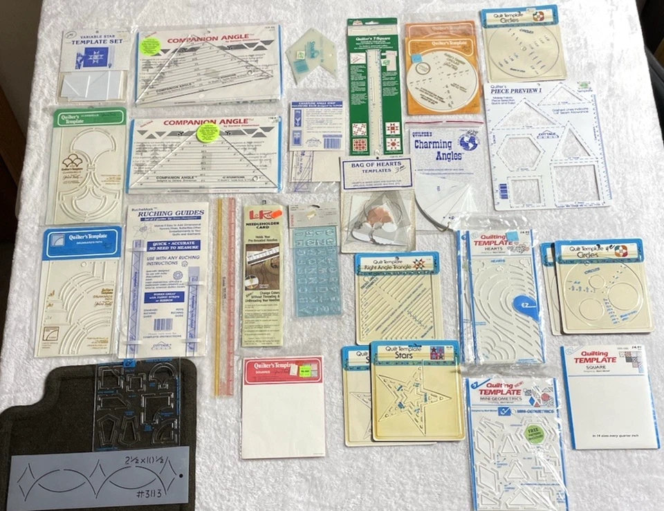 Large Lot Mixed Quilting Tools Templates Rulers Stencils New & A Few Used - Image 2 of 4