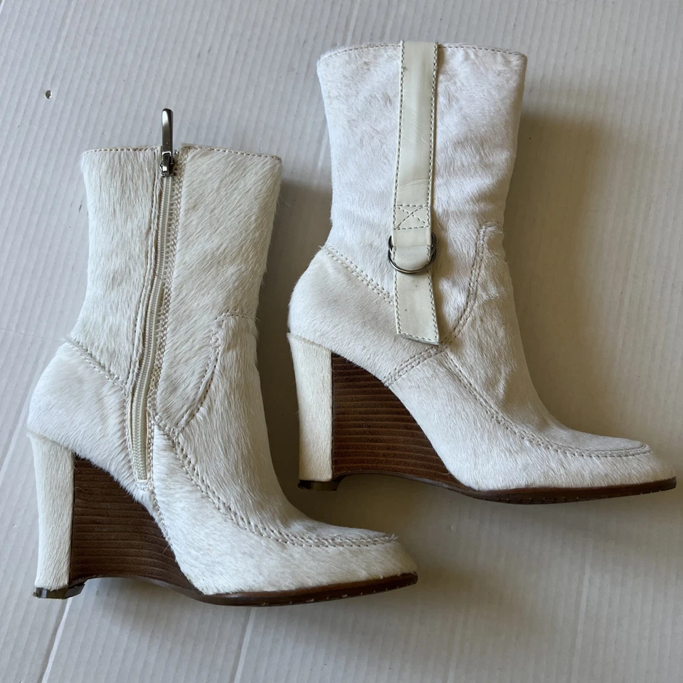 Donald J Pliner Talla 7.5 Holly Blanco Botines Botas Piel de Vaca💖💖 Foto 2 de 4