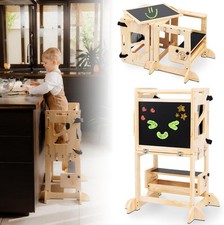 4-in-1 Montessori Smart Learning Tower   Convertible Toddler Step Stool, Activi