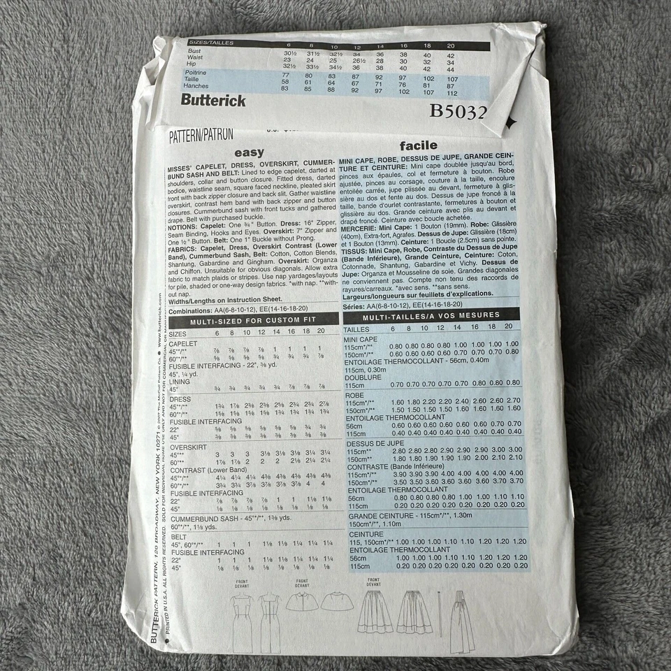 Butterick Retro 52 Dress Sewing Pattern B5032 Sizes 14-20 Capelet Overskirt Easy - Image 3 of 4