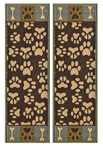 Non-Slip Indoor Carpet Stair Treads with Pet Paw Design