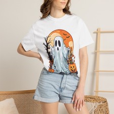 Ghost Print Halloween TShirt Halloween Pumpkin Night Quality Printed T Shirt